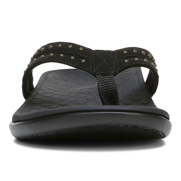 Vionic Sandals Ireland - Tasha Toe Post Sandal Black - Womens Shoes Clearance | MXCHE-0862